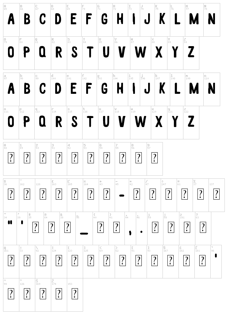 White Wood font map
